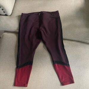 Zella Kids' Maroon and Black Active Leggings
